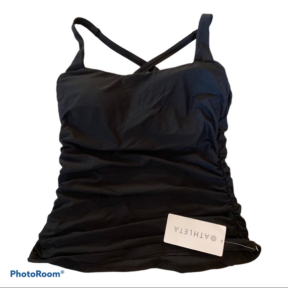 Athleta Other - Athleta Square Neck Bra Cup Tankini Black 36D/DD L